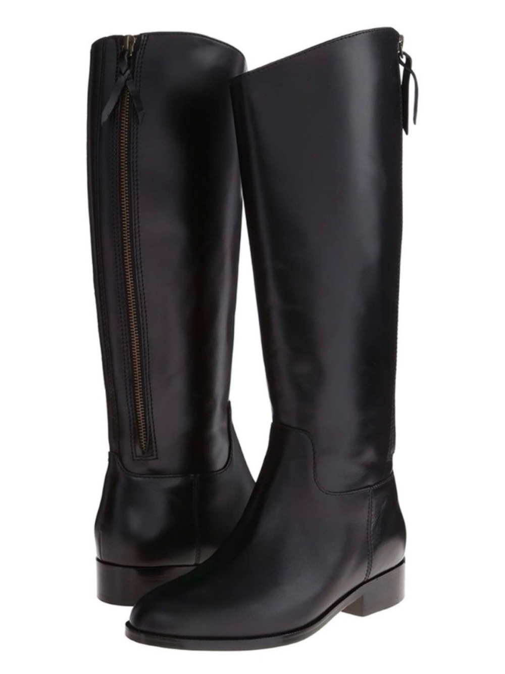 Cole Haan 9.5 Arlington tall riding boots classic zip up knee high shiny leather